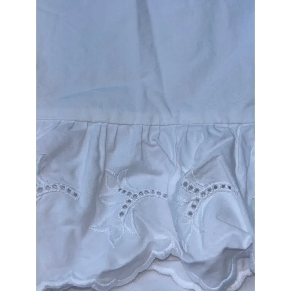 Lauren Ralph Lauren King Size White Pillowcase 100% Cotton Cottage Chic Shabby
